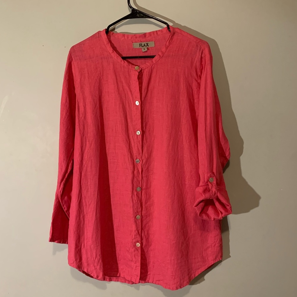 FLAX button down tunic linen shirt